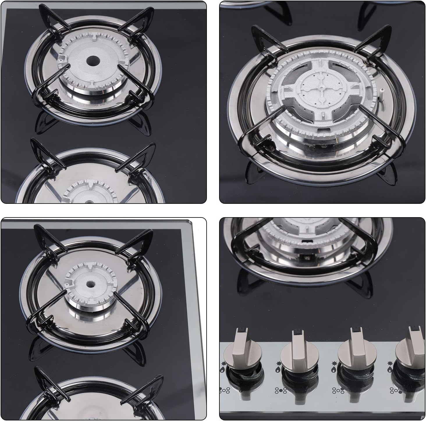 30In Gas Cooktop Stove Top, Gas Cooktop 5 Burner Tempered Glass Cooktop Built in Natural Gas/LPG Stove for Home Kitchen Cooker Easy Cleaning Stainless Steel Water Tray