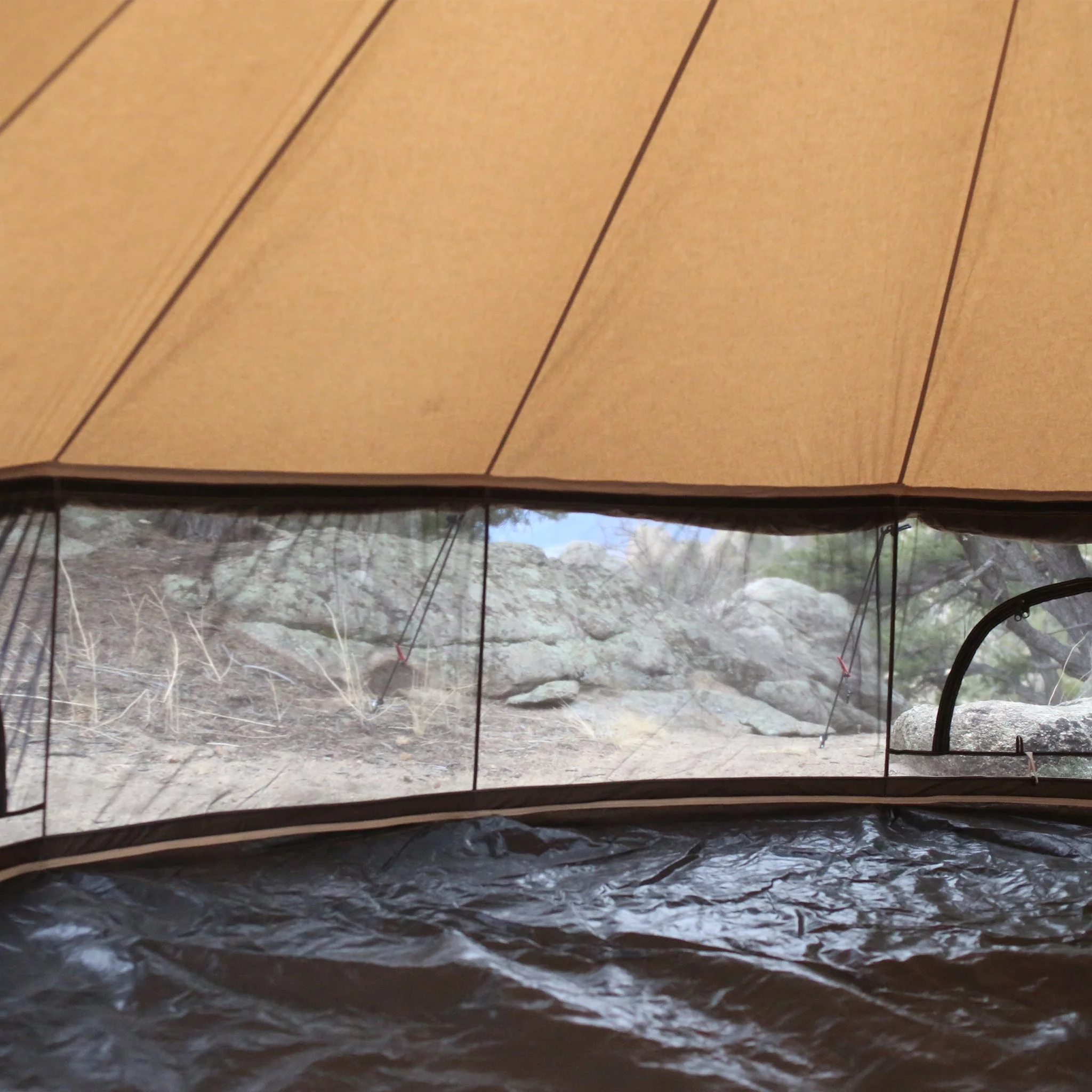 WHITEDUCK Regatta Canvas Bell Tent w/Stove Jack, Sandstone Beige, 13', Water Repellent 4-Season Camp