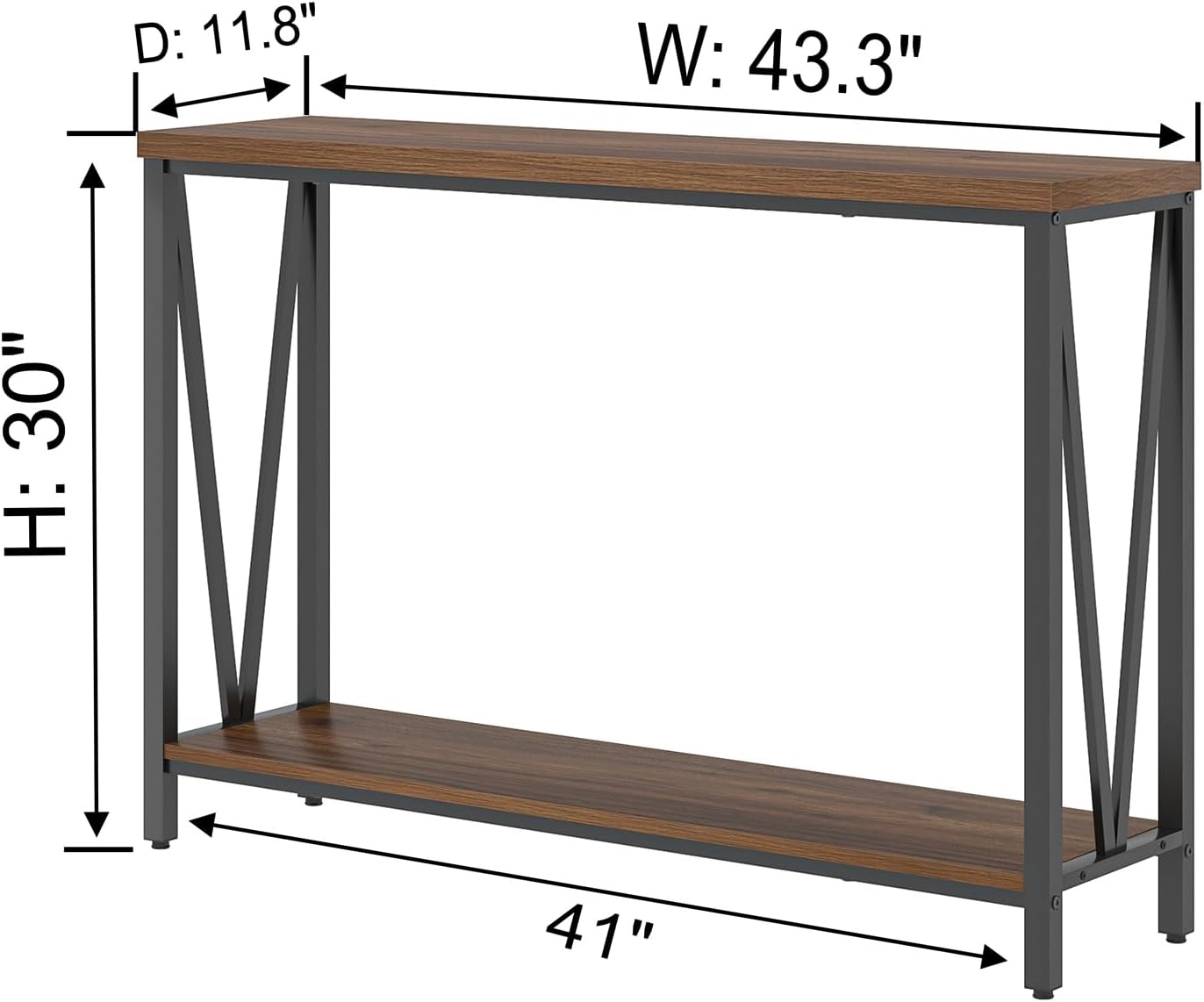 FOLUBAN Modern Coffee Table End Table and Entryway Table with Storage Shelf for Living Room, Rustic Walnut
