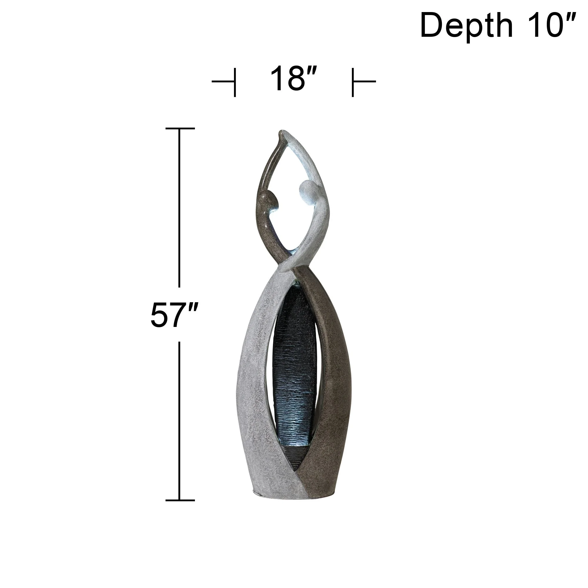John Timberland Dancing Couple Modern Outdoor Floor Water Fountain with LED Light 57" for Yard Garden Patio Home Deck Porch Exterior Balcony Roof