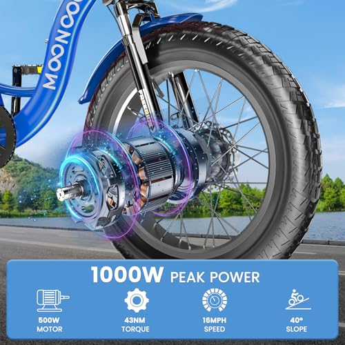 MOONCOOL Electric Tricycle Trike for Adults 350W 36V Removable Battery 24/26 Inches 7 Speeds 3 Wheels Electric Bikes Bicycle for Adults, Three Wheel Electric Cruiser Tricycle