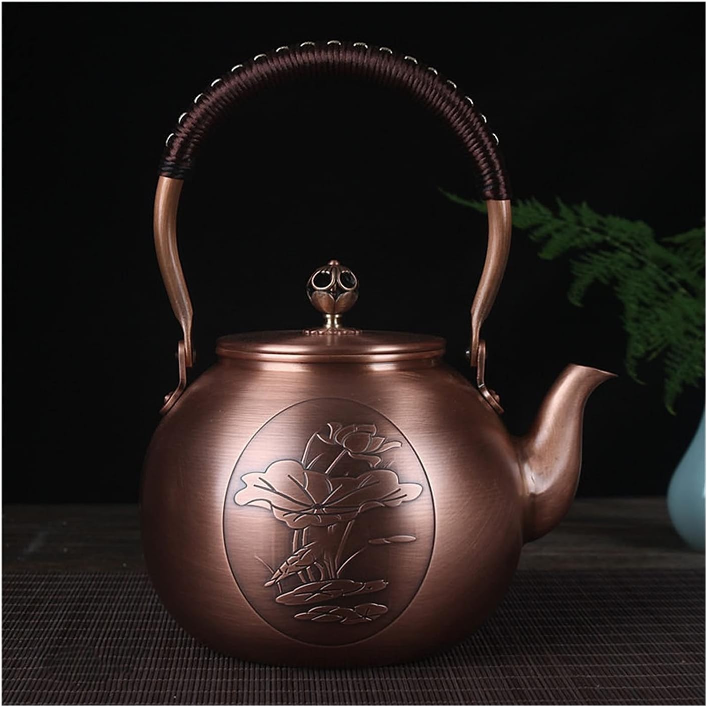 Teapot 1600ML Antique Pure Copper Tea Kettle Teapot Health Boiling Water Pot Handmade Carved Tea Pot Red Copper Tea Set Tea Maker (Color : Style-14) (2)