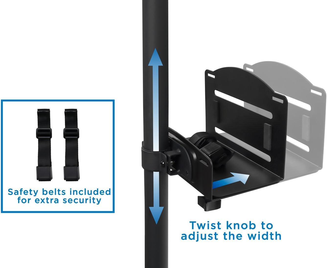 Mount-It! Rolling Computer Cart, Mobile Workstation with Tray Monitor Mount and CPU Holder, Height Adjustable and Mobile Stand for Office and Industrial Use