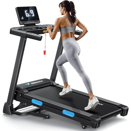 MERACH Foldable Treadmill with Incline, 7.5MPH Quiet Treadmills for Home with Double Deck Technology, 4 Silicone Shock Cushion, Heart Rate Monitoring,16.5" Wider Belt, APP