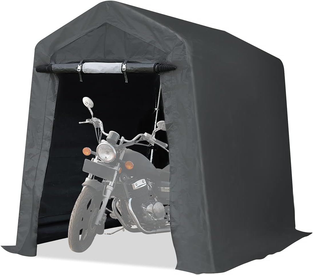 ADVANCE OUTDOOR 10x10 ft Heavy Duty Outdoor Patio Anti-Snow Portable Canopy Storage Shelter Shed Carport with 2 Roll up Zipper Doors & Vents for Snowmobile Garden Tools, Gray