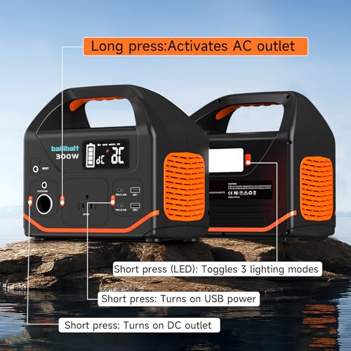 Portable Power Station, 300W Power Generator 266wh Camping Lithium Battery, Power Station for Home Use, Outdoor, Emergency Backup with 120V Pure Sine Wave AC Outlet