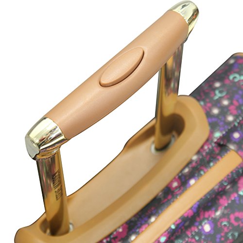 steve madden Designer 15 Inch Carry on Suitcase- Small Weekender Overnight Business Travel Luggage- Lightweight 2- Rolling Spinner Wheels Under Seat Bag for Women (Peek-A-Boo Black)