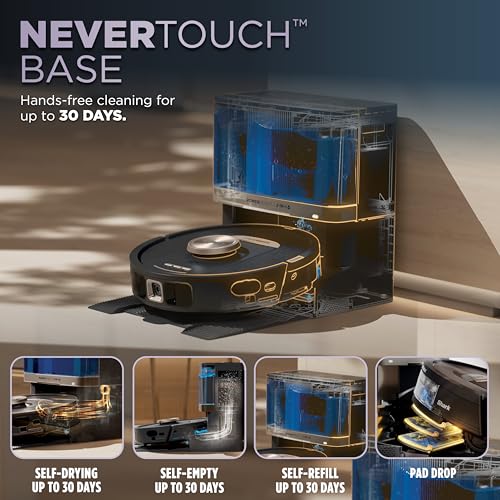 Shark Robot Vacuum & Mop Combo, PowerDetect NeverTouch Pro, Self-Emptying, Self-Refill with Self-Clean Pad Wash & Dry, 60-Day Debris Capacity, 30-Day Refill Tank, 5 PowerDetect Technologies, AV2800ZE