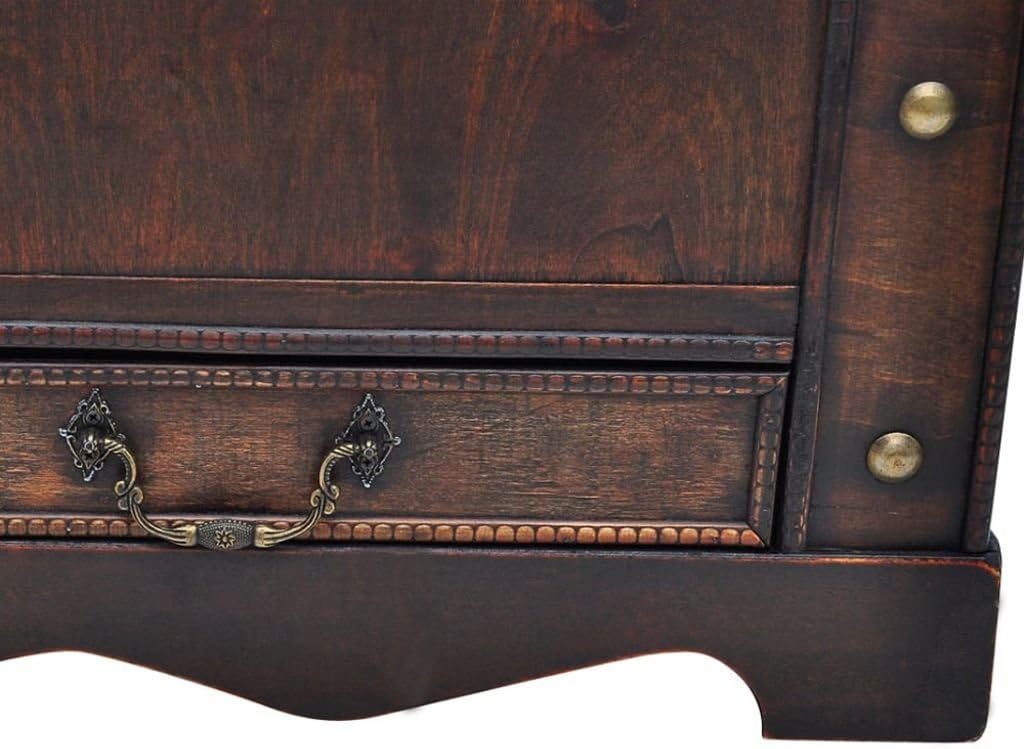 Wooden Storage Trunk Treasure Chest, Decorative Small Wooden Chest with Hinged Lid for Home Livingroom Bedroom Cafe Bar Hotel