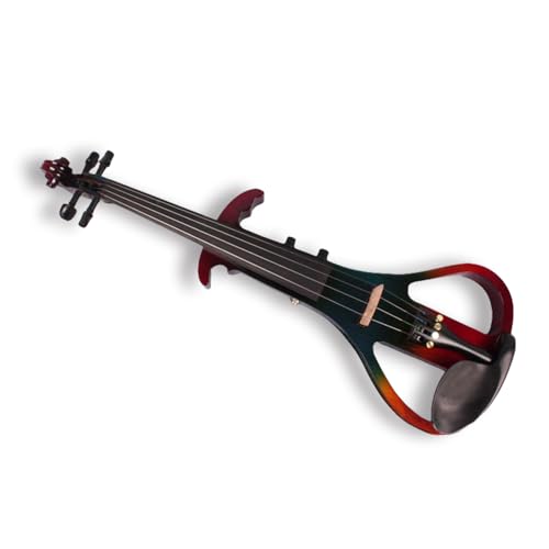 Electric Violin Full Size 4/4, Red Or Black Silent Electric Violin, Solid Wood Metallic Electric Fiddle With Ebony Fittings, Beginner Kit For Adults Teens For Gifts (black)