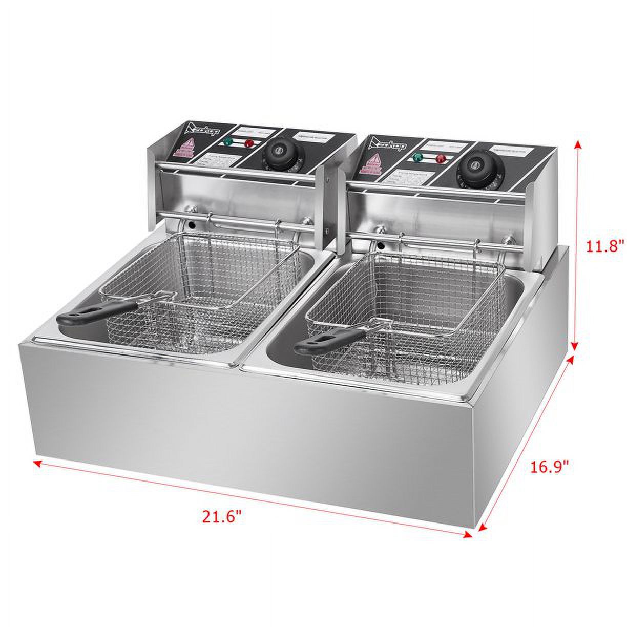 OTFitness Electric Fryer Commercial 12.7QT/12L 5000W Professional Electric Countertop Deep Fryer Dual Tank Stainless Steel for Restaurant