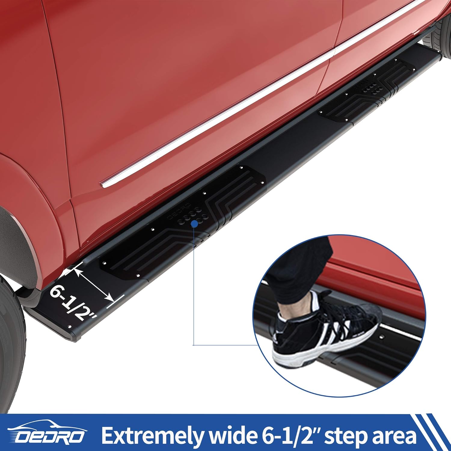 OEDRO 6.5 Running Boards Compatible with 2009-2018 Dodge Ram 1500 Quad Cab 2019-2022 Ram 1500 Classic, 2010-2022 2500/3500, Aluminum Side Steps Nerf Bars for More Fuel Efficiency, Black Textured