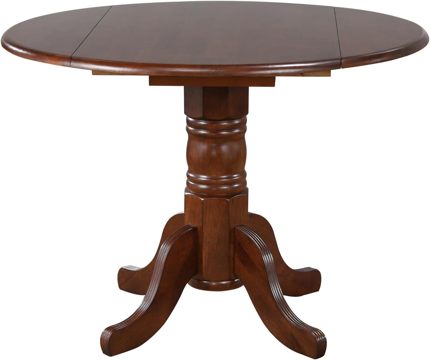 Art Deco Dreams 3 Piece 42" Round Extendable Drop Leaf Dining Table Set, Chestnut Brown, Coastal Cool Chairs, Seats 4