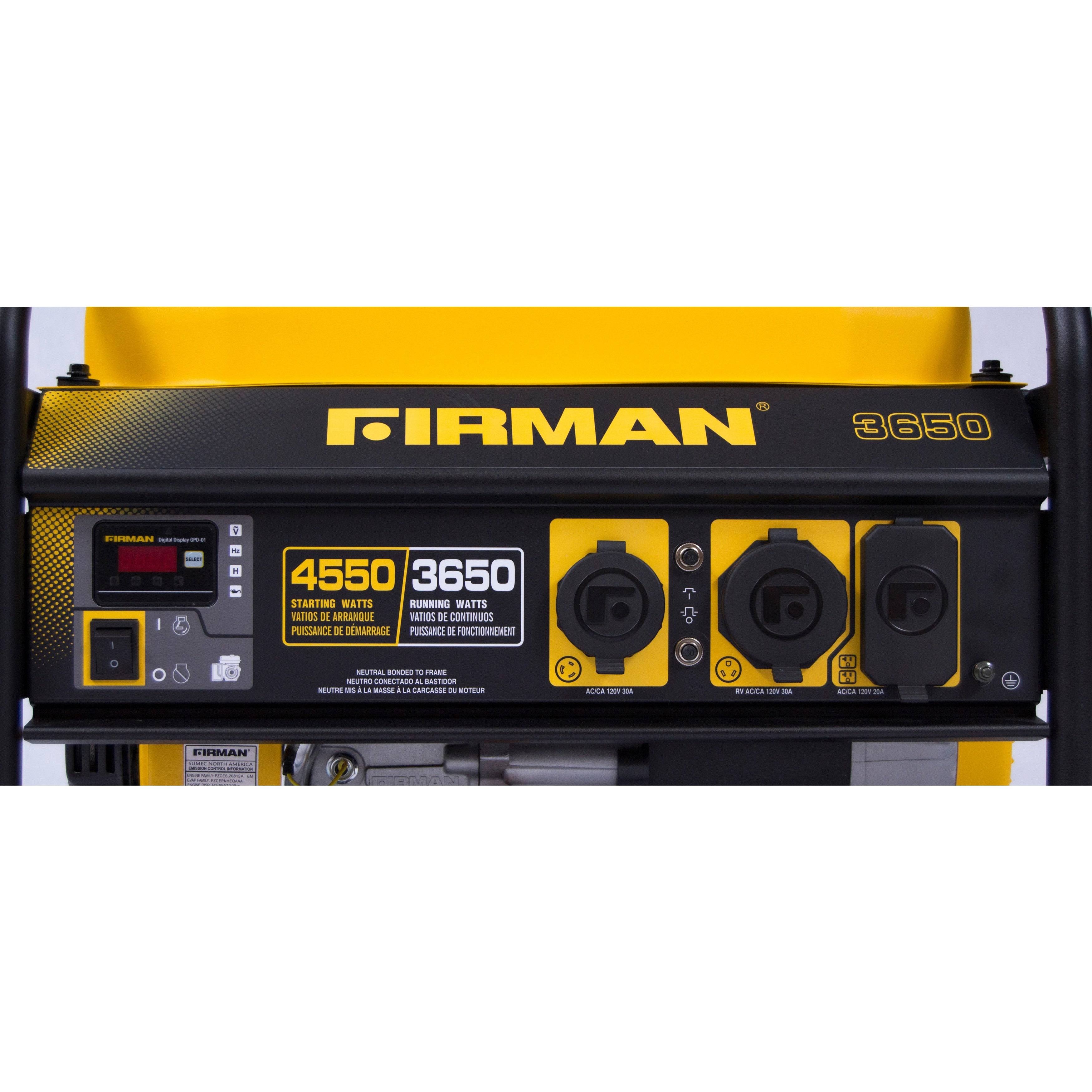 Firman P03607 Portable Generator 3650/4550 Watt GAS Powered u0026 Carb Compliant