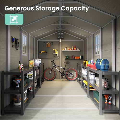 UDPATIO Outdoor Resin Storage Shed 6x4.5 FT, Plastic Garden Shed for Bike, Garbage Can, Tool, Outside Sheds with Lockable Door for Backyard, Patio, Lawn, Grey & White