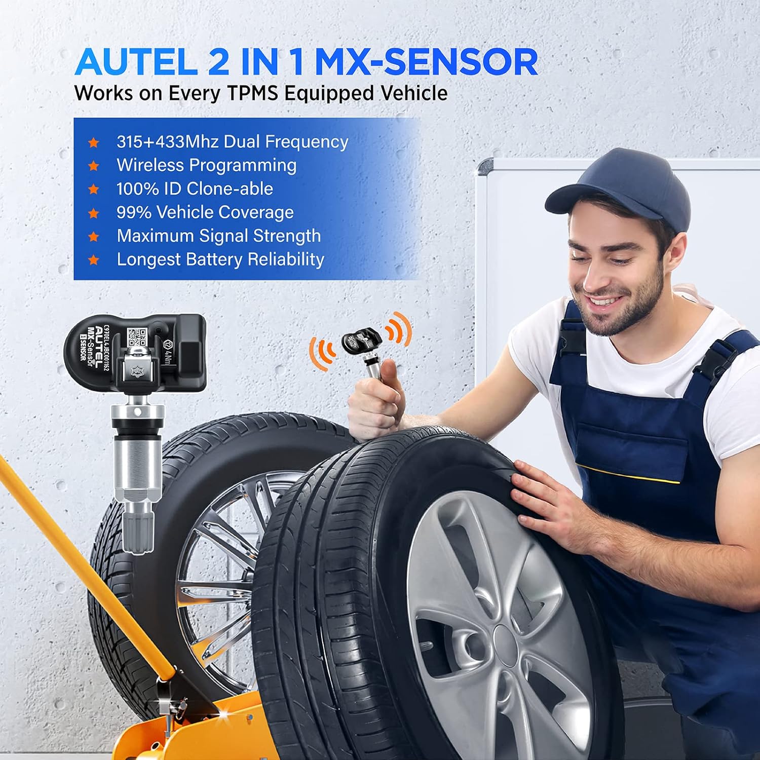 Autel Scanner MaxiCOM MK808TS + MX-Sensor, Combination of Autel MK808BT and TS608, OE-Level TPMS Scan Tool with 28+ Service Functions, All Systems Diagnoses, Activate/Program/Relearn TPMS Sensors