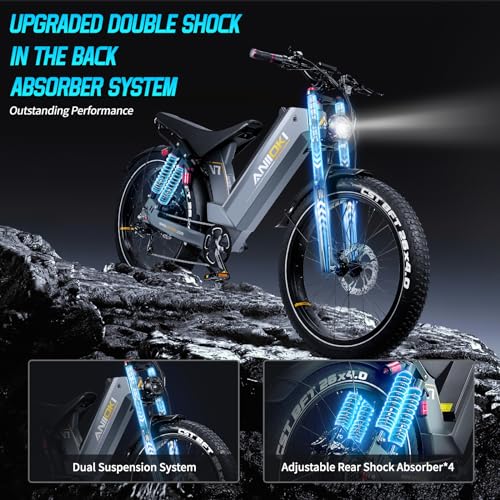 ANIIOKI Electric Bikes for Adults,Peak 2600/3500W Dual Motor/1800W,52V 60Ah Battery Long Range Electric Bike,45MPH 7 Speed,APP Control, Fat Tire Electric Mountain Bikes,UL 2849&UL 2271Certified