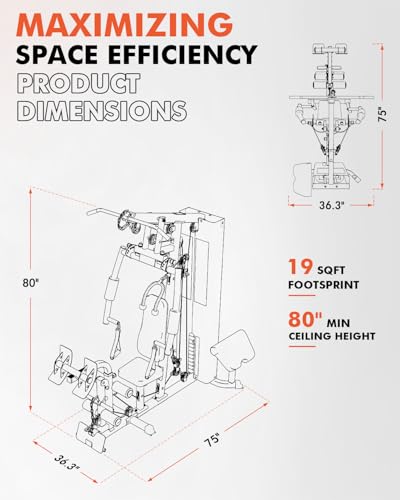 Mikolo Home Gym, Workout Station with 150LBS Weight Stack, Multifunctional Home Gym Equipment, Exercise Equipment for Full Body Strength Training