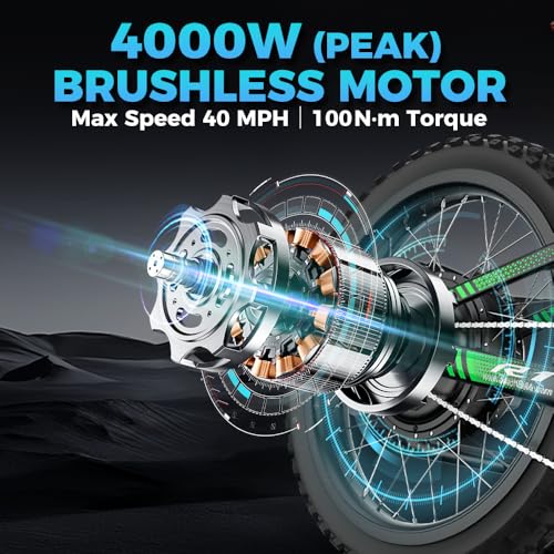 50MPH 6000W / 40MPH 3000W Electric Dirt Bike for Adults, 60V 25Ah Removable Battery Electric Motorcycle Up to 50miles, 24.5" MTB Tires (Rim 19'') E Moto, All Terrain E Bike Full Suspension