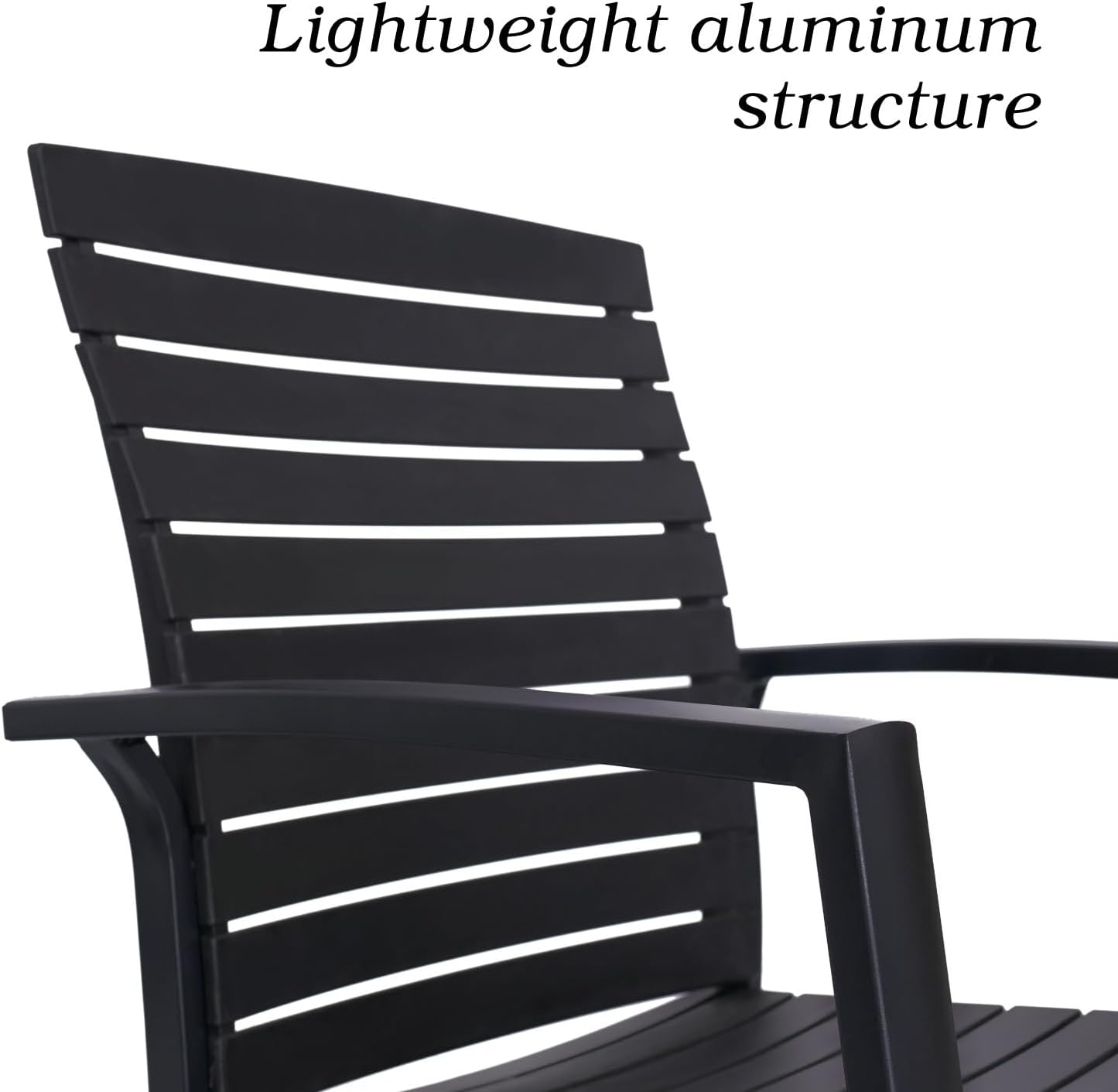 5 Pieces Patio Dining Set Outdoor Furniture with 4 Stackable Aluminum Chairs and Square Table for Yard, Garden, Porch and Poolside Black