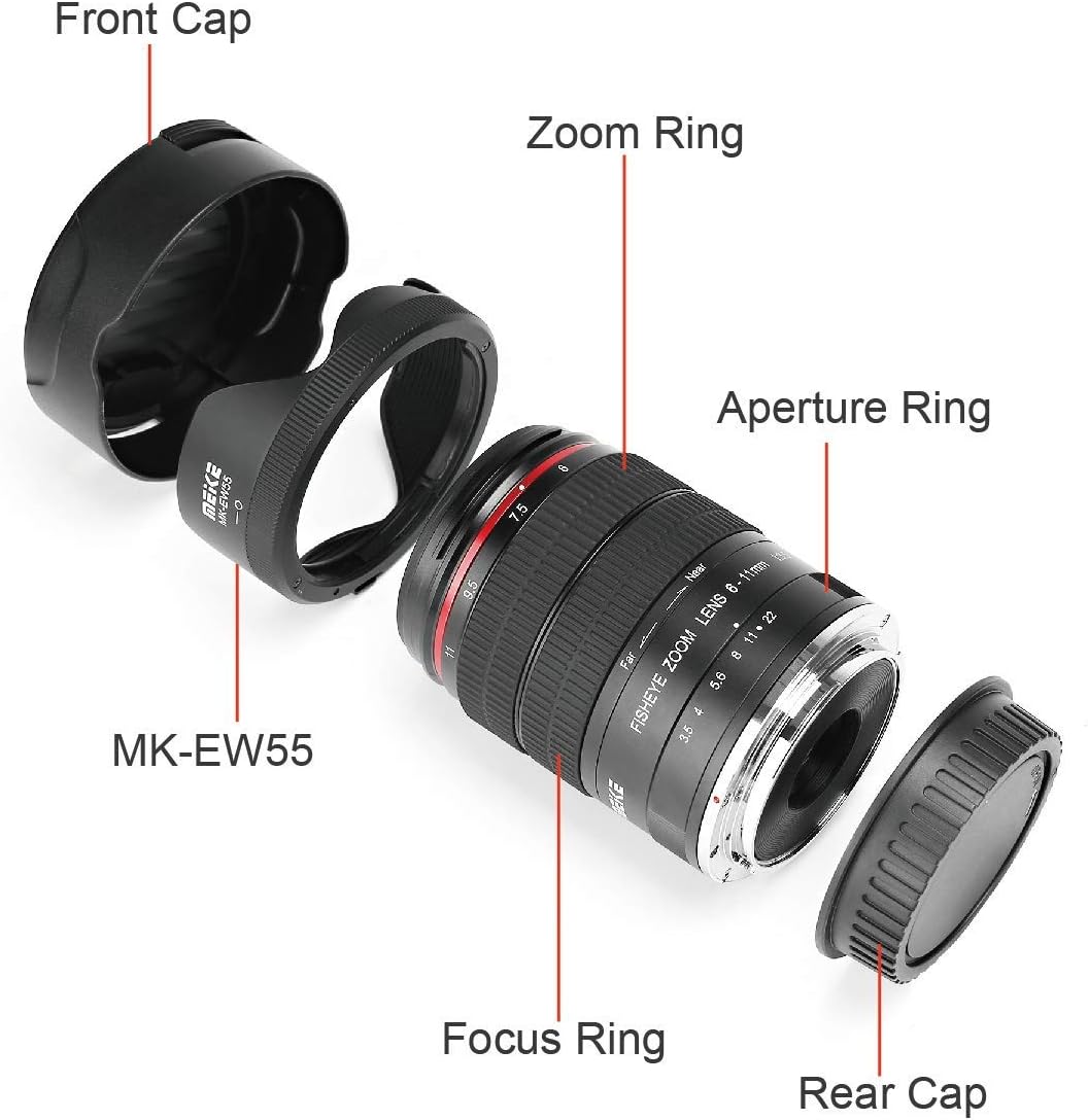 MEKE 6-11mm F/3.5 Wide Angle APS-C Manual Focus Zoom Lens Compatible with EF Mount DSLR Cameras