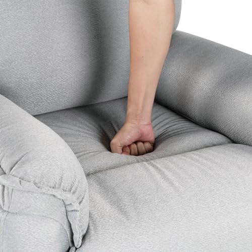 Swivel Recliner Chair, Manual 360 Degree Swivel Rocker Recliner Chair, Upholstered Nursery Glider Recliner Single Sofa Chair for Living Room, Beige