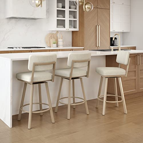 Amisco Alek 30.75 in. Swivel Bar Stool - Shiny Charcoal Grey PVC/Black Metal