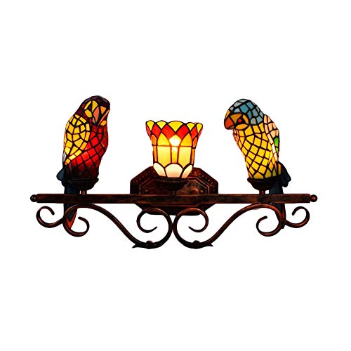 LITFAD Triple Head Butterfly Sconce Lighting Tiffany Style Stained Glass Wall Light LED Bedside lamp Wall Lamp in Multi Color Living Room Bedroom Hotel Restaurant