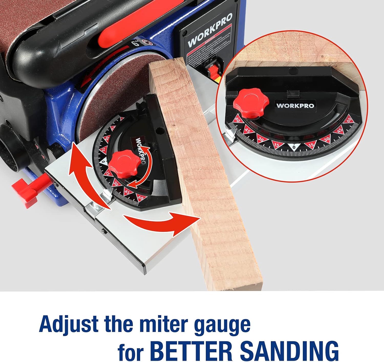 WORKPRO Belt Disc Sander, 4 in. x 36 in. Belt & 6 in. Disc Sander with 6pcs Sandpapers, Cast Iron Base for Sanding Woodworking, DIY Decoration