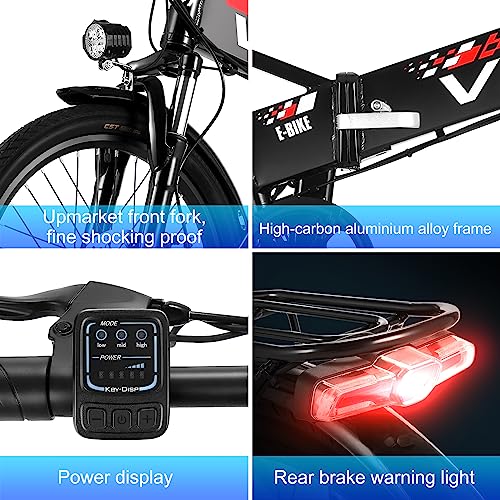 Vivi Electric Bike, 20" 500W Folding Electric Bike, 21.7MPH Adult Electric Bicycles with Removable 48V 374.4Wh Battery, Up to 50Miles Range, Cruise Control, Shock Absorber, UL 2849 Certification