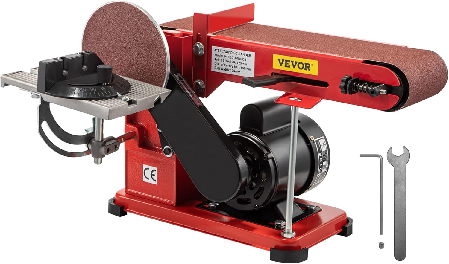 VEVOR Belt Sander 4" x 36", Disc Combo Sander 6",Electric Adjustable Bench Belt Sander 375W,Grinder Bench Sanding Machine With 4 Rubber Foot Pad