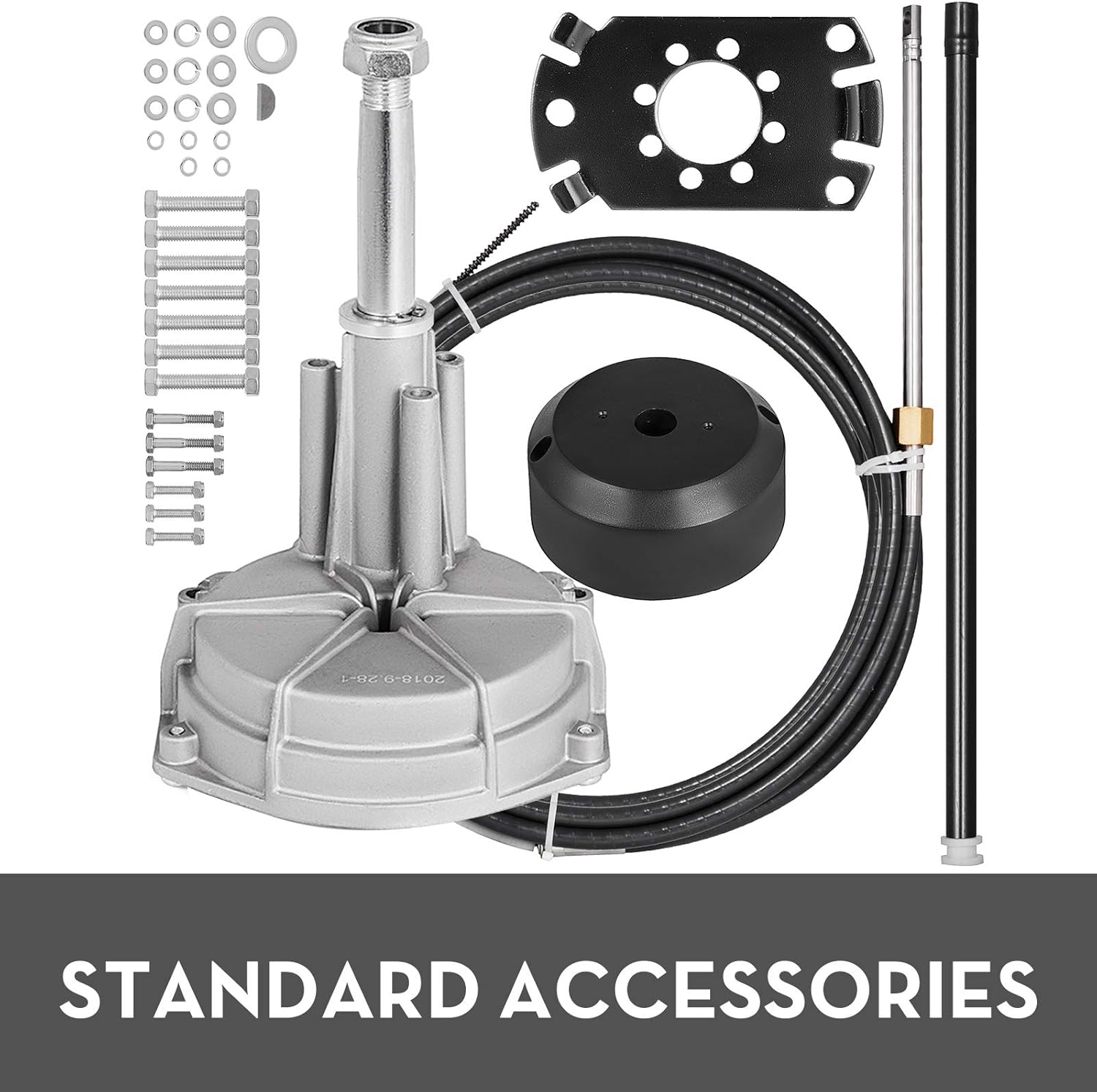 Mophorn Boat Steering Cable 14' Outboard Rotary Steering Kit 14 Feet Boat Rotary Steering Kit for Boats