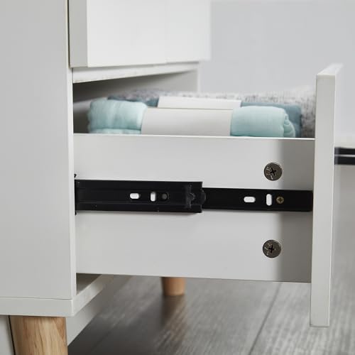 Armoire Wardrobe Closet Wood: 2 Drawers 2 Door Wardrobe Cabinet White with Large Capacity with Hanging Rod Handles for Bedroom Tall Armoire Storage Cabinet 31.5" L x 20.3" W x 74" H