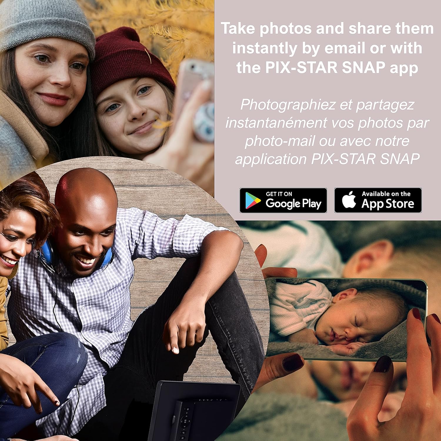 Pix-Star Easy Digital Photo Frame WiFi 10 Inch, Share Videos and Photos Instantly by Email or App from Anywhere, High Resolution Display, Motion Sensor, for Friends and Family