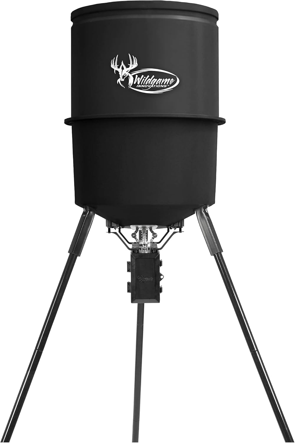 Wildgame Innovations Evolution 225 Tri-Pod Deer Feeder Varmint-Proof Game Feeder with 1-4 Available Feed Times 225 lb Capacity, Black