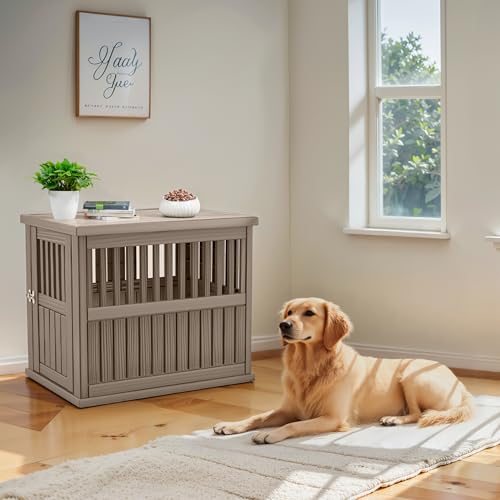 DRATO Dog Crate Furniture End Table Night Stand Furniture with Lockable Latch for Small to Large Dogs Side End Table, Modern Dogs Kennel Indoor