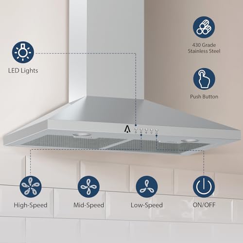 Range Hood 30 Inch, Ducted/Ductless Convertible Kitchen Vent Hood, Stainless Steel Stove Hood