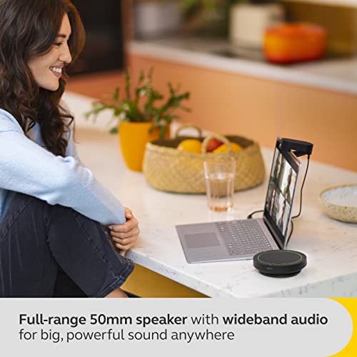 Jabra Speak2 40 Portable Speakerphone - 4 Noise-Cancelling Mics, Full-Range 50mm Portable Speaker, Wideband Audio and USB-A and USB-C Connections - Certified for Zoom and Google Meet - Dark Grey