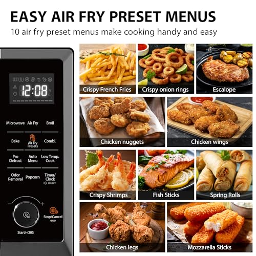 TOSHIBA EM131A5C-BS Countertop Microwave Ovens 1.2 Cu Ft, 12.4" Removable Turntable Smart Humidity Sensor 12 Auto Menus Mute Function ECO Mode Easy Clean Interior Black Color 1000W