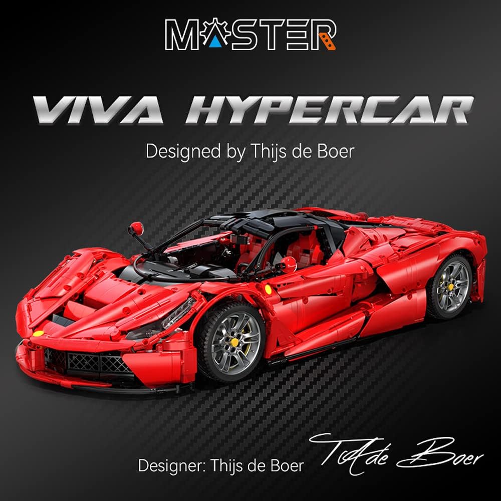 MISINI C61505W LaFer Supercar Building Set, 1:8 Scale Sports Car Building Blocks Kit for Adults, CADA Bricks Viva Hypercar, Collectible Motorsport MOC Car Toy Gift for Men Teens - 4739 Pcs