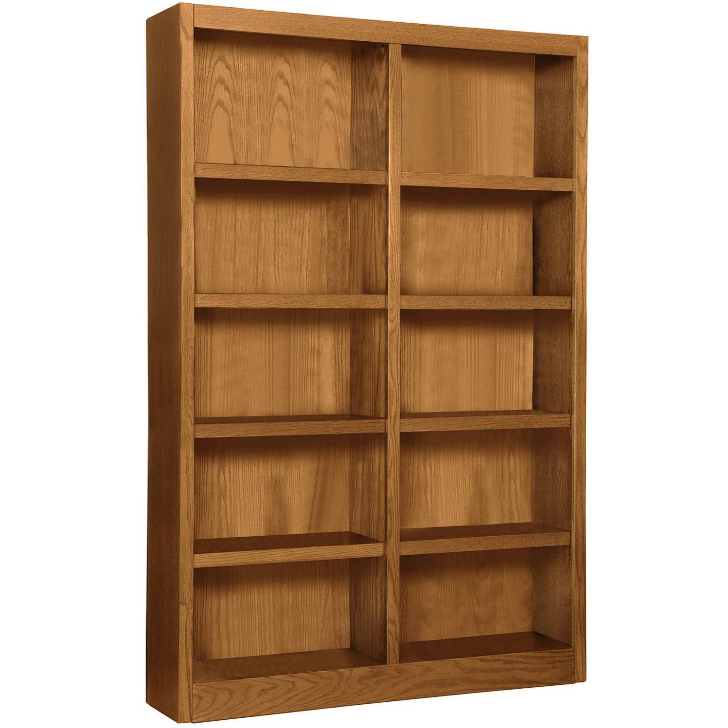 Concepts in Wood Double Wide Bookcase, 10 Shelves, Dry Oak Finish