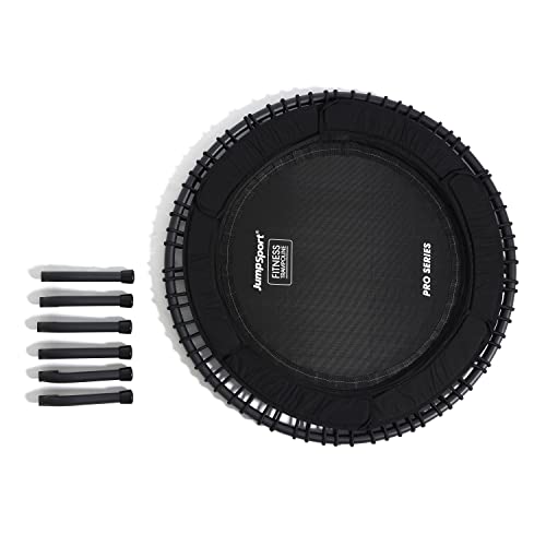 JumpSport Indoor Heavy Duty Lightweight 44 Inch Folding Fitness Trampoline with Arched Legs and 7 Adjustable Tension