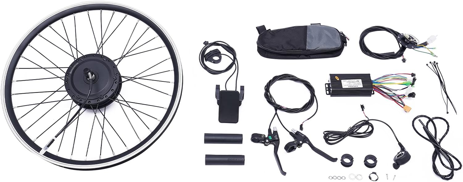 24 "Bike Modification Kit, 36V 500W Front Wheel Bike Brushless Gear Motor Conversion Kit, 5-Speed Adjustable，Dual Mode Controller, Display, for Assembling and Modifying The Front Wheels of The Bike