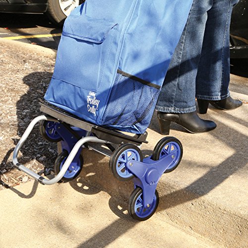 dbest products Stair Climber Trolley Dolly Folding Grocery Cart 3 Wheels Heavy Duty & Bigger Trolley Dolly, Blue Shopping Grocery Foldable Cart