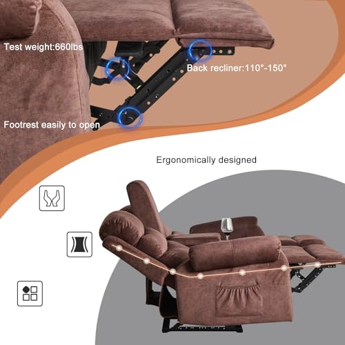 65" Loveseat Recliner RV Sofa, Reclining Loveseat with Console, Manual Theater Seating with Cup Holders, Double Recliner Loveseat Wall Hugger Recliners for living room, RV, Home Theater…
