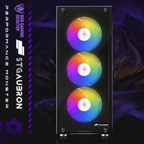 STGAubron Gaming Desktop PC, Radeon RX 580 8G GDDR5, Intel Core i7 3.4G up to 3.9G, 16G DDR3, 1T SSD, 600M WiFi,BT 5.0,RGB Fan x 6,RGB Keyboard&Mouse&Mouse Pad,RGB BT Sound Bar,RGB BT Gaming Mic,W10H6