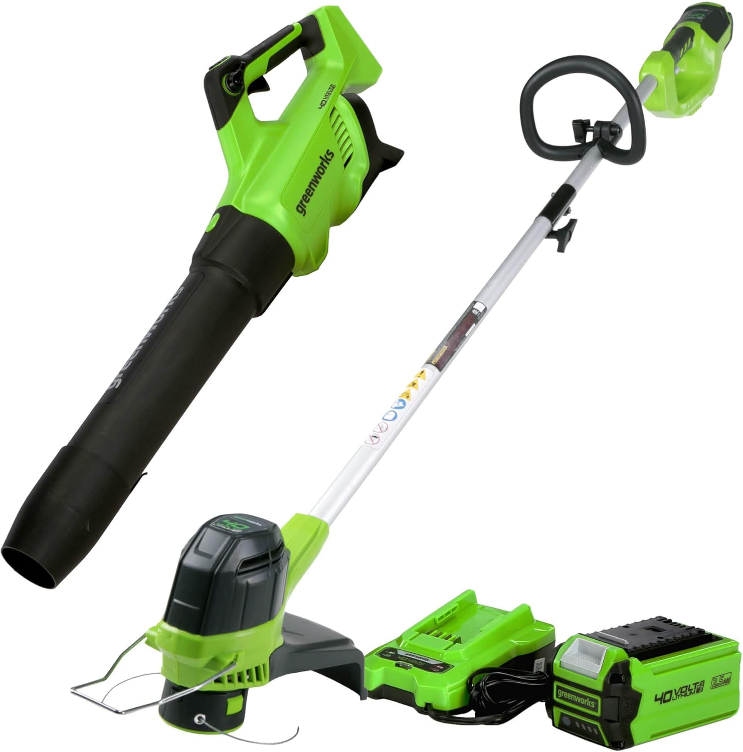 Greenworks 40V (120 MPH / 500 CFM) Cordless Axial Blower, 2.5Ah USB Battery (USB Hub) and Charger Included
