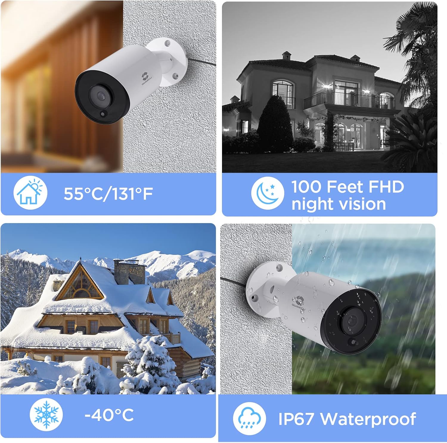 GWSECU 5MP PoE IP Camera with Mic, 1-Way Audio 2.8mm HD Video Surveillance Cam, Smart Human Detection, 100ft Night Vision, Network Security Cameras for Outdoor/Indoor Use