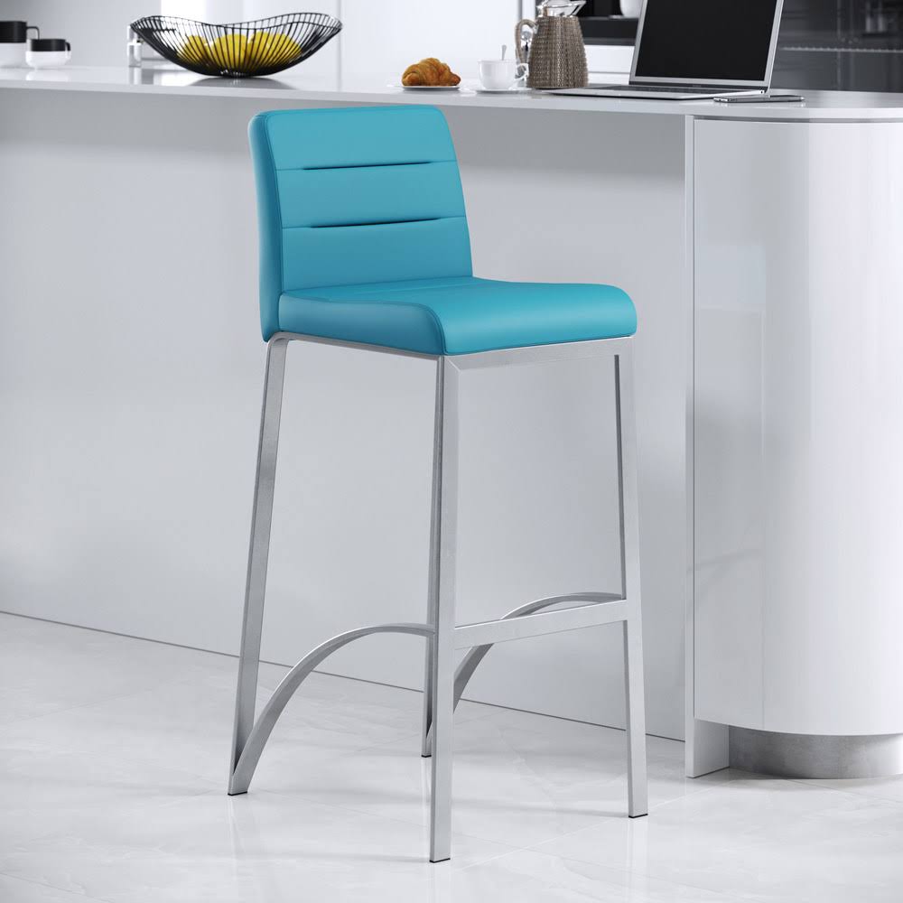 Zuri Furniture Lynx Bar Stool with Metal Base - Teal