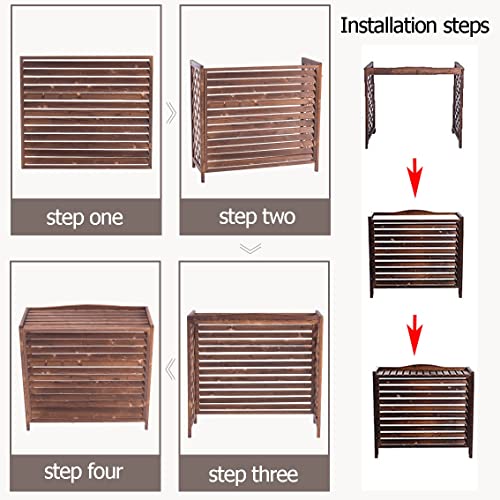 Split Air Conditioner Cover For Outside Units,Wood Ac Cover For Outside Unit,Louvered Air Conditioning Rack Flower Stand,Outdoor Condenser Protective Cover,Louvered Air Conditionin